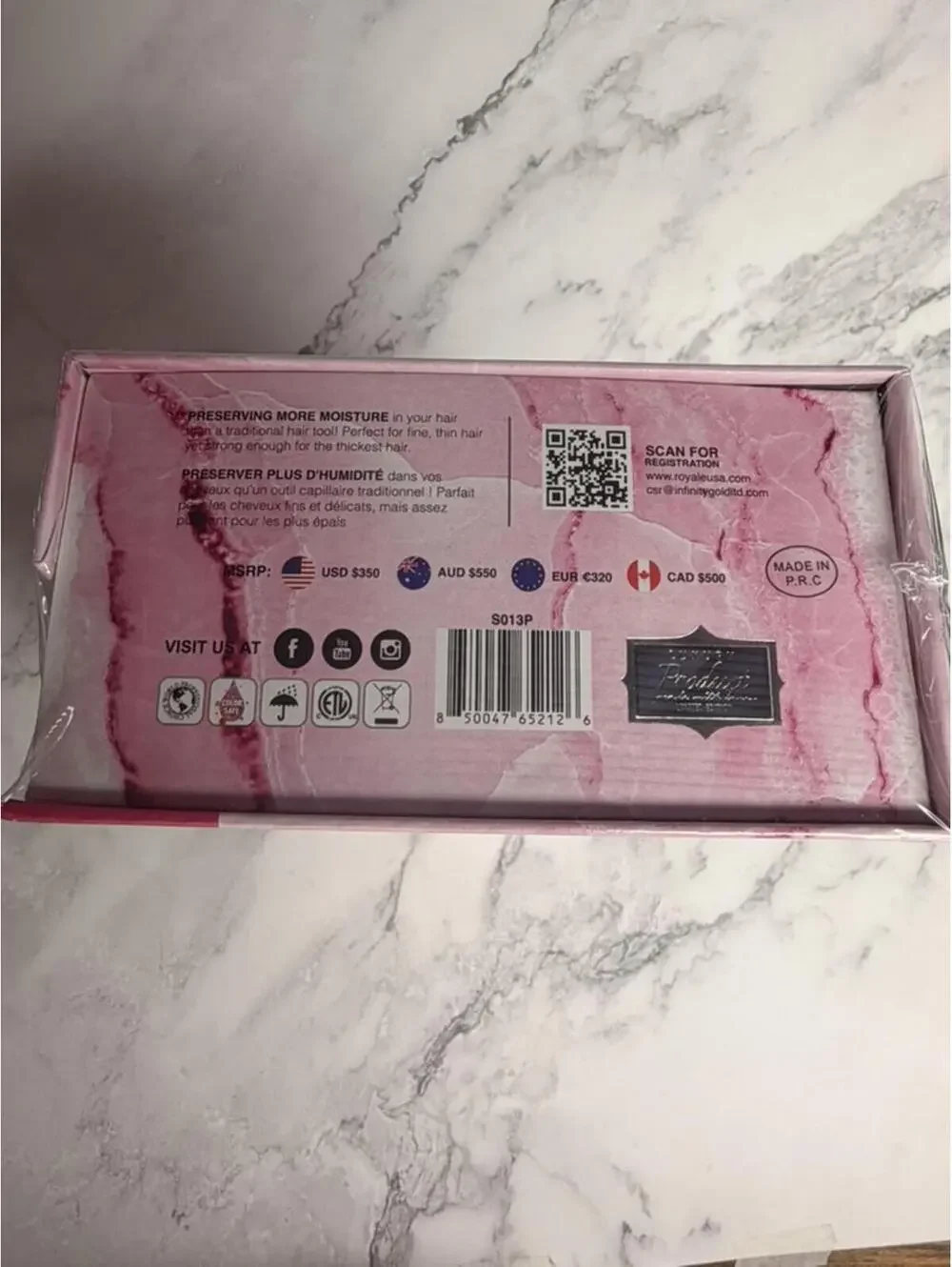 Royale Platinum 1.25” Ceramic Hair Straightener + Hot Pink Holder Set NEW